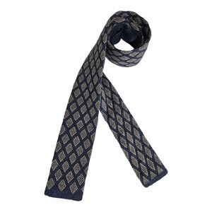 WINDSOR Blue/Gray Geometric Knit Wool Blend LUXURY Slim Tie ITALY
